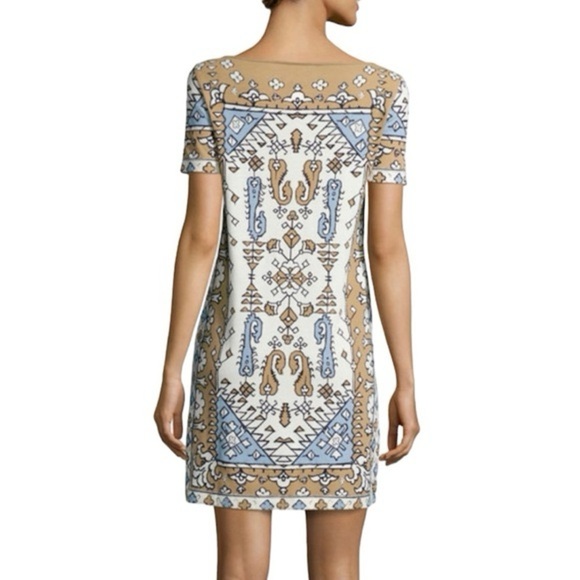 TORY BURCH Pima Cotton Bohemian Ikat Dress Wheat Lisbon (23) - Picture 2 of 9